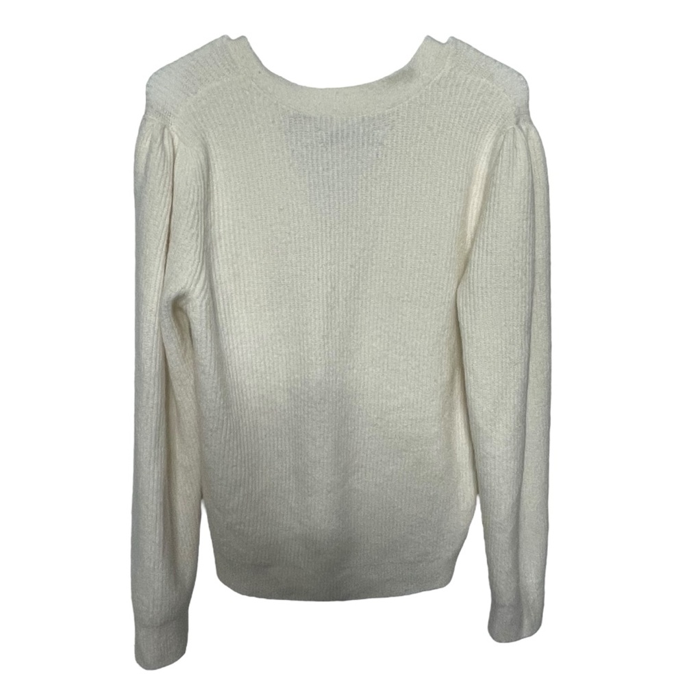 LOFT Cardigan Sweater Women’s L V-Neck Long Sleeve Crystal Buttons Ivory - Picture 2 of 7